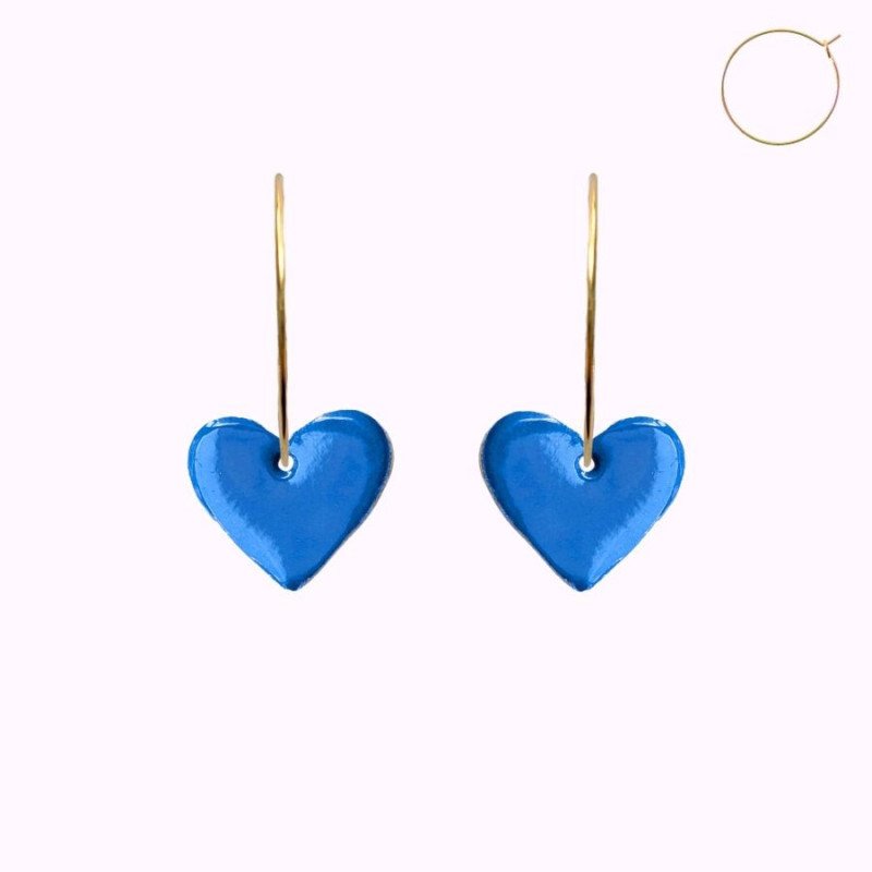 Boucles d'oreilles en cuir - Coeur grenadine | Demisel Bijoux