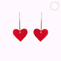 Boucles d'oreilles en cuir - Coeur grenadine | Demisel Bijoux