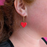 Boucles d'oreilles en cuir - Coeur grenadine | Demisel Bijoux
