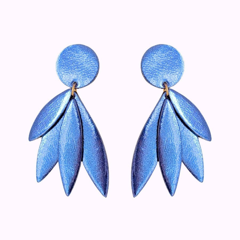 Boucles d'oreilles en cuir - Selma puce | Demisel Bijoux