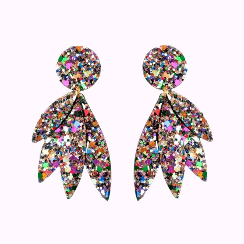 Boucles d'oreilles en cuir - Selma puce | Demisel Bijoux