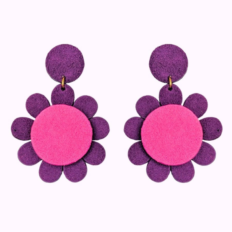 Boucles d'oreilles en cuir - Marguerite | Demisel Bijoux