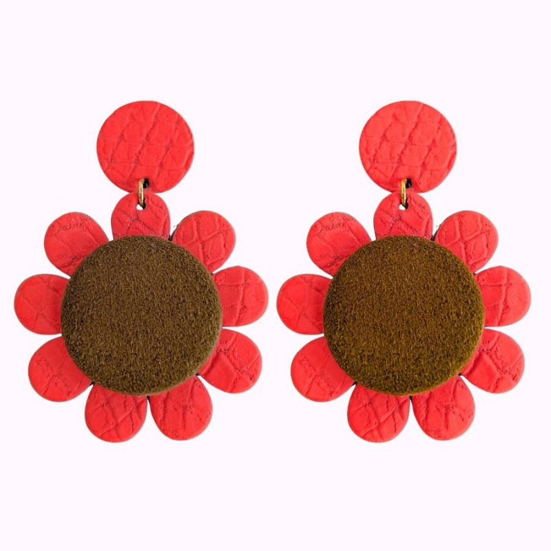 Boucles d'oreilles en cuir - Marguerite | Demisel Bijoux