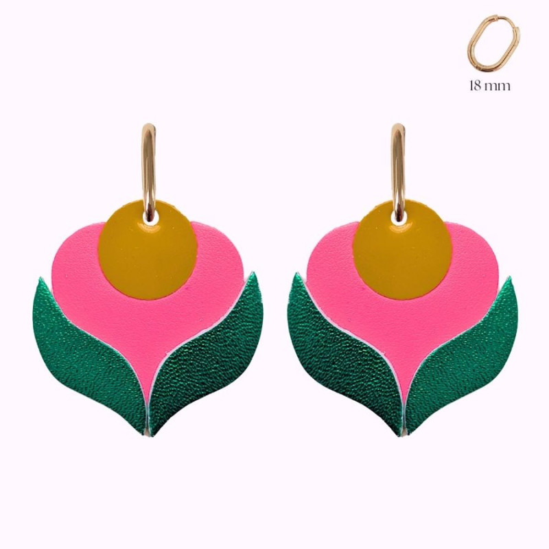 Boucles d'oreilles en cuir - Tulipe créole | Demisel Bijoux