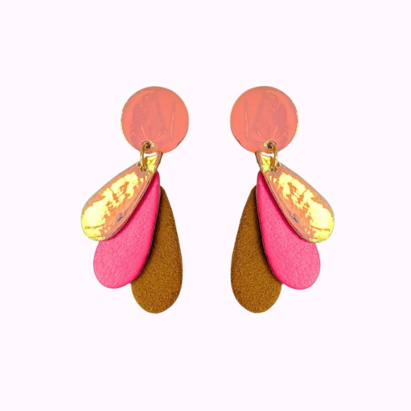 Boucles d'oreilles en cuir - Ecume trio | Demisel Bijoux