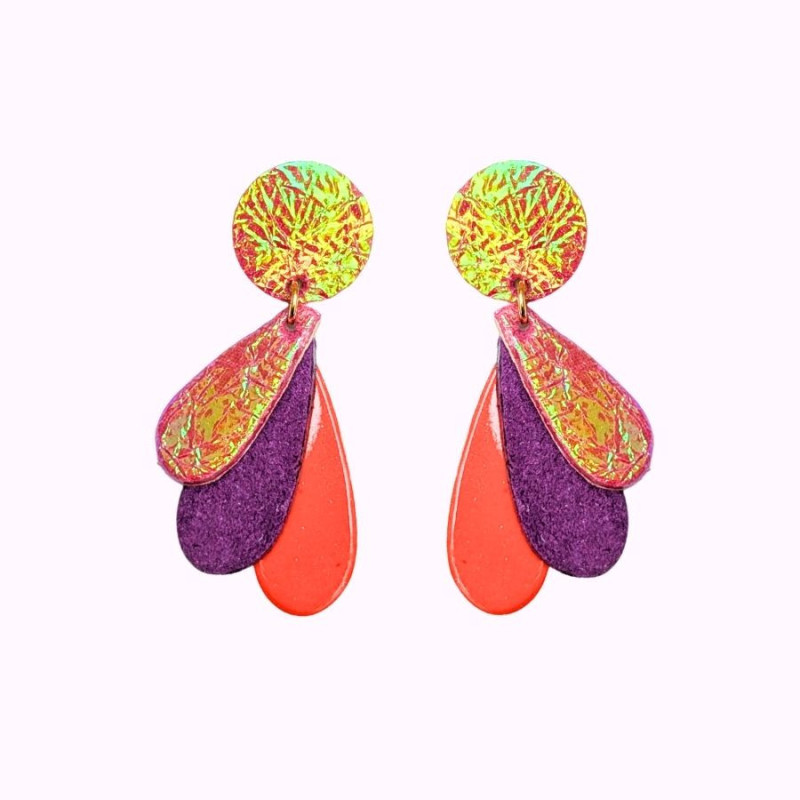 Boucles d'oreilles en cuir - Ecume trio | Demisel Bijoux