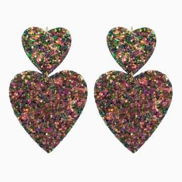 Boucles d'oreilles en cuir "Grand Amour" dormeuses couleur : glitter