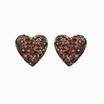 Boucles d'oreilles en cuir "Vénus" puces couleur : glitter