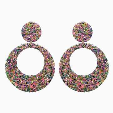Boucles d'oreilles en cuir "Gisèle" puces couleur : glitter