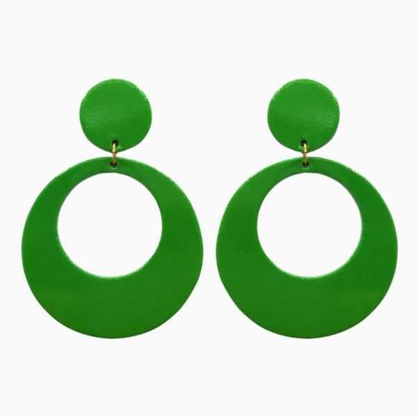 Boucles d'oreilles en cuir "Gisèle" puces couleur : vert pomme