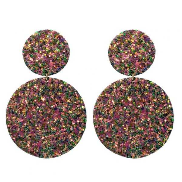 Boucles d'oreilles en cuir "Twiggy" puces couleur : rose néon