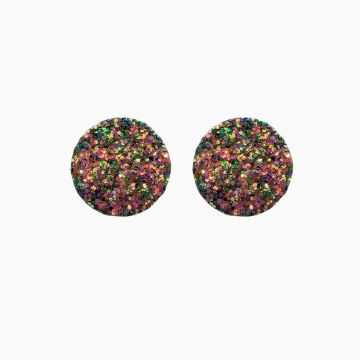 Boucles d'oreilles en cuir "Météor" puces couleur : glitter