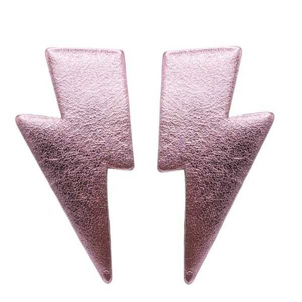 Boucles d'oreilles en cuir "Foudre" dormeuses couleur : hologramme argenté