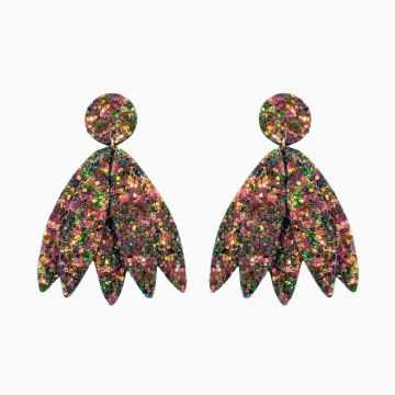 Boucles d'oreilles en cuir "Gina" puces couleur : glitter