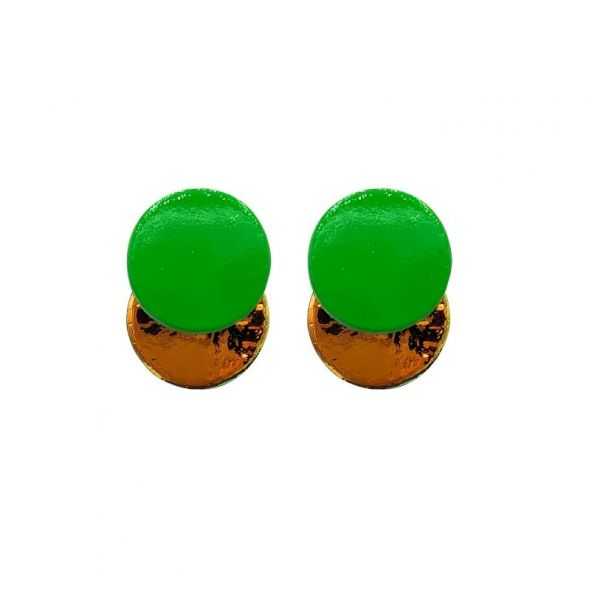 Boucles d'oreilles en cuir "BB Eclipse" puces couleurs : vert pomme et polarisé