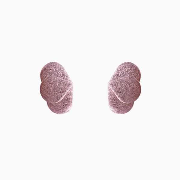 Boucles d'oreilles en cuir "Zélie" puces couleur : rose métallisé