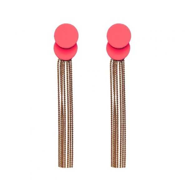 Boucles d'oreilles en cuir "Monica" puces couleur : rose néon