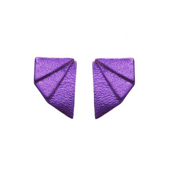 Boucles d'oreilles en cuir "Birdy" puces couleur : violet métallisé