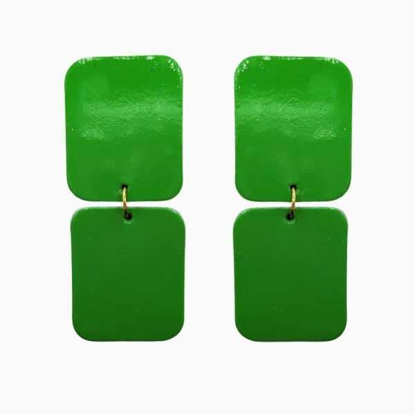 Boucles d'oreilles en cuir "Paco" puces couleur : vert pomme
