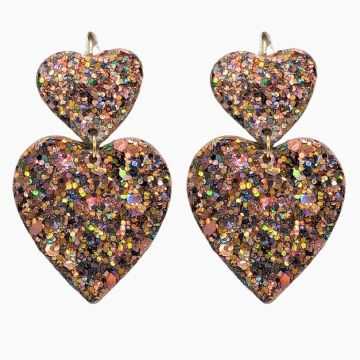 Boucles d'oreilles en cuir vegan "Grand Amour " dormeuses couleur : glitter