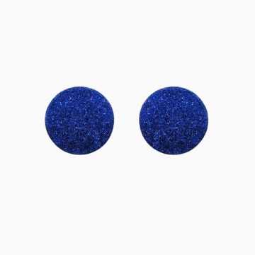 Boucles d'oreilles en cuir vegan "Météor" puces couleur : bleu roi à paillettes